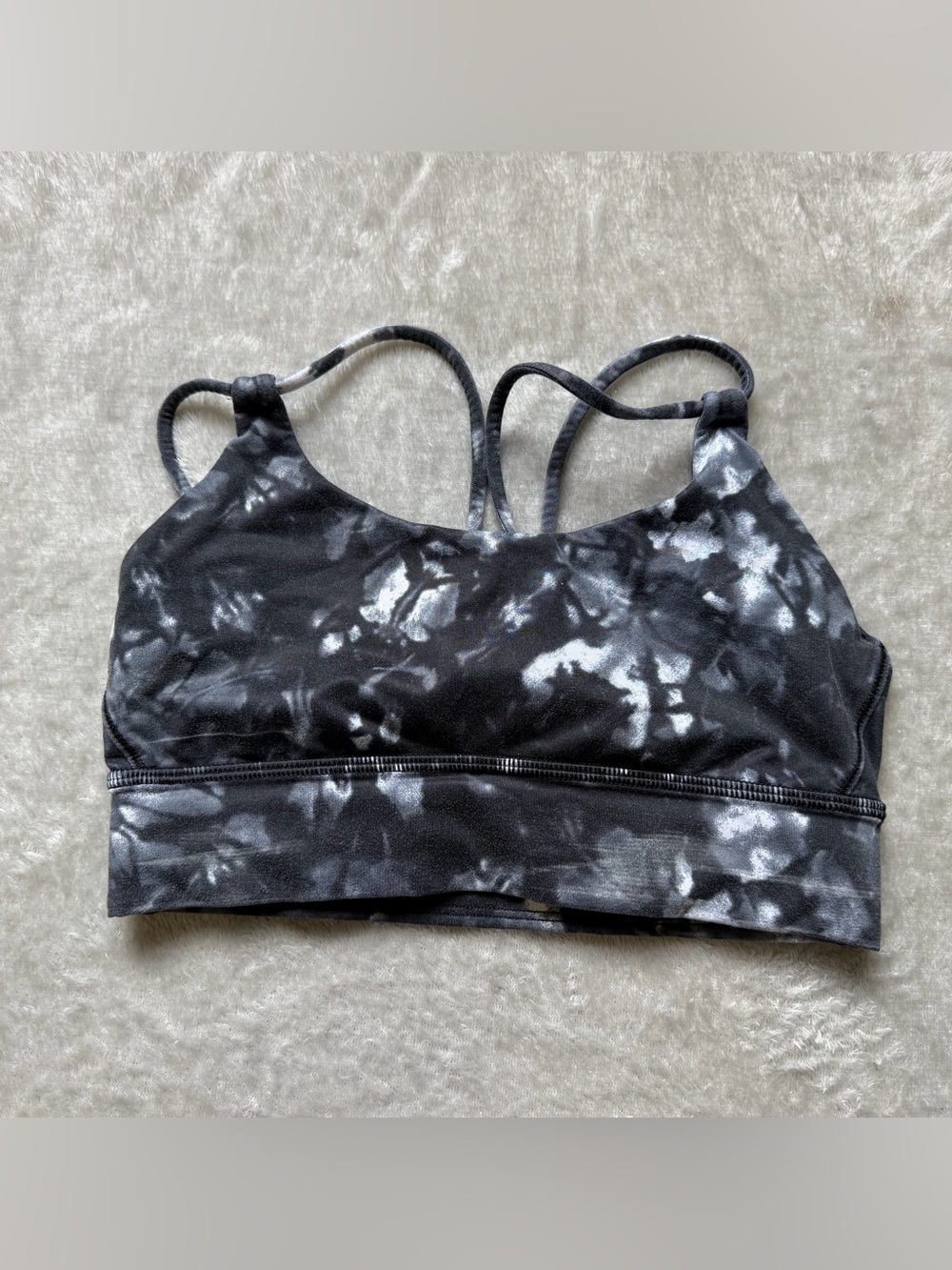 lululemon athletica Black & White Tie-Dye Strappy Sports Bra